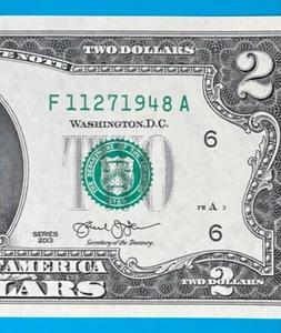 November 27, 1948 : F 11271948 A BIRTHDAY Note $2 Two Dollar Bill *UNC* - Picture 1 of 3