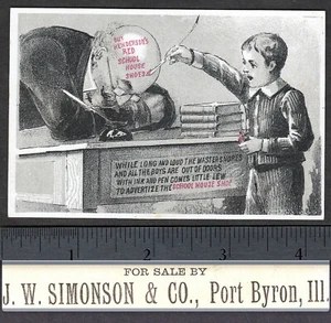 Port Byron IL Simonson Henderson Red School House Shoe Ink Bottle Inkwell Card - Picture 1 of 7