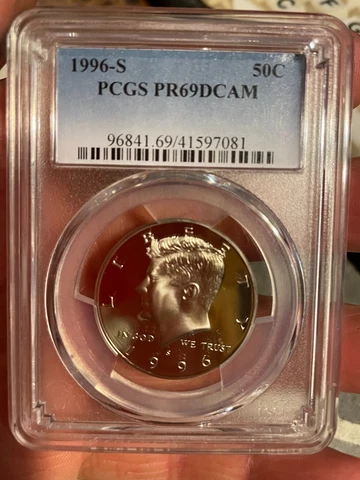 1996-S Kennedy Half Dollar PCGS PR69DCAM Cover