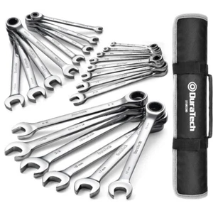 Ratcheting Wrench Set Combination Wrench Set SAE & Metric CR-V Steel 22-piece - Picture 1 of 7