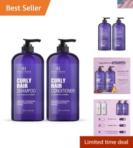 Sulfate-Free Curly Hair Shampoo & Conditioner Set with Jojoba Oil - 16 fl oz - Picture 1 of 8