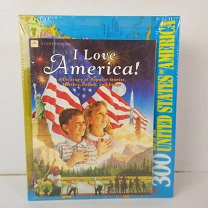 Vtg United States Puzzle Map Golden 300 X-Large pieces 1990 New Book - Picture 1 of 4