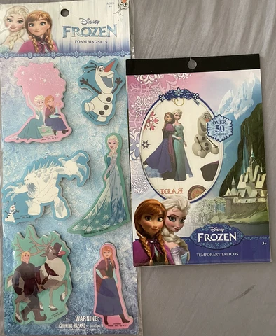 NEW Disney Frozen Foam Magnets & Temporary Tattoos Set Of 2 Cover