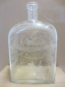 Barokowa "Butelka na wódkę" (30x16cm !!) Butelka wódki - szlifowana - około 1780 roku - Zdjęcie 1 z 18