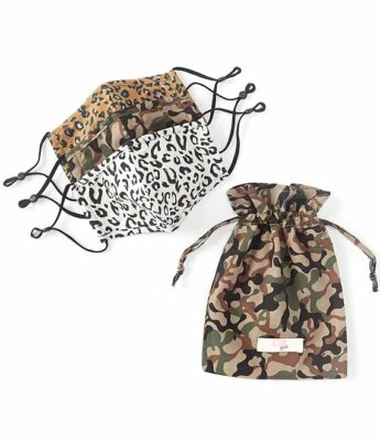 Gianni Bini (GB) Girls Animal & Camo Print 3Pc Reusable Face Masks & Sachet Set  - Image 1 of 4