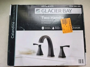GLACIER BAY Calandine 8 in. Widespread 2-Handle Bathroom Faucet Matte Black - Picture 1 of 5