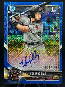 Eduardo Díaz 2018 1st Bowman Chrome Prospect Auto Blue Mojo/150 #BCPAED Arizona - Imagen 1 de 2