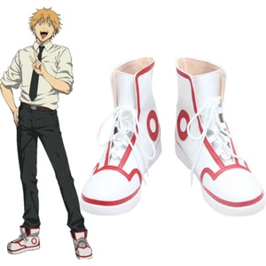 Chainsaw Man Devil Hunter Denji Anime Cosplay White Shoes White Ankle Boots X002 - Picture 1 of 6