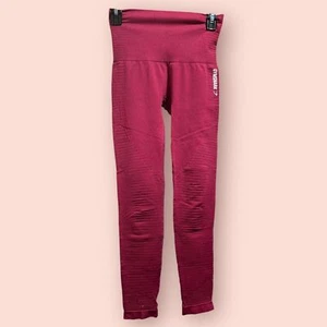 Gymshark Seamless Energy Leggings Maroon Breathable Sz S - Picture 1 of 5