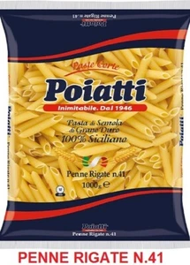 PASTA PENNE RIGATE DI SEMOLA DI GRANO DURO SICILIANO 100% POIATTI N° 41 KG 1 - Imagen 1 de 2