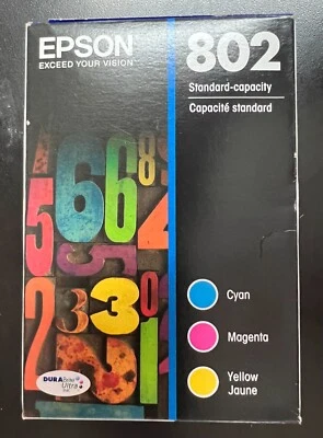 EPSON 802 Tri-Color Ink Cartridges  Genuine Sealed Exp 2026+ 2210 - Image 1 of 3
