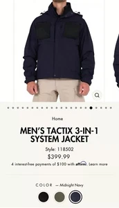 FIRST TACTICAL MENS 3 IN 1 TACTIX SYSTEM JACKET -LG (Midnight Navy Style:118502) - Picture 1 of 8