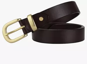 Damen Echtleder Gürtel Freizeit Klassisch Legierung Schnalle (Braun) Länge 40" - Bild 1 von 5