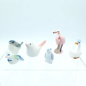 Miniature Bird figurines 6 inc. vintage Goose, songbird, Flamingo, Penguin - Picture 1 of 22