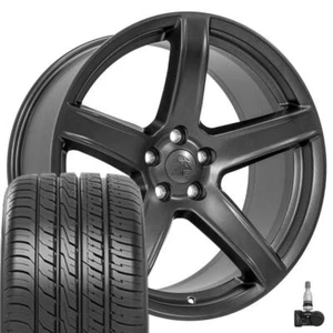 20X9.5 Satin Gunmetal 2640 Wheels Tires TPMS SET Fits Dodge Charger Challenger - Picture 1 of 5