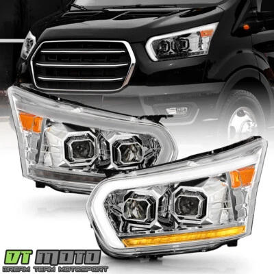 Faros proyectores tubo LED cromados tipo halógeno para Ford Transit 150 2015-2023 Foto 1 de 4
