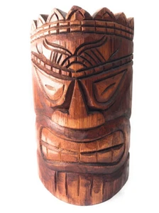Love Tiki Mask 8" - Antique Finish Hand Carved | #dpt501520 - Picture 1 of 1