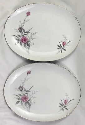 Platters Golden Rose Fine China Japan 2 Platter both 14 inches Dinnerware Pink - Image 1 of 4