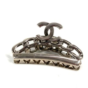 CHANEL 98P Hair clip CC CC Mark logo hair accessory hairpin Metal Silver - Picture 1 of 8