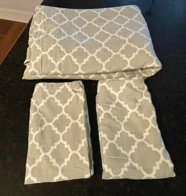 Funda nórdica Restoration Hardware diestro adolescente gris blanco y 2 fundas ~ DOBLE ~ algodón/lino Foto 1 de 4