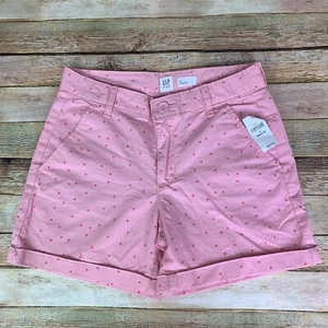 NWT Gap Kids Girls Adjustable Waist Pink Stars Cuffed Midi Shorts Size 12 - Picture 1 of 7