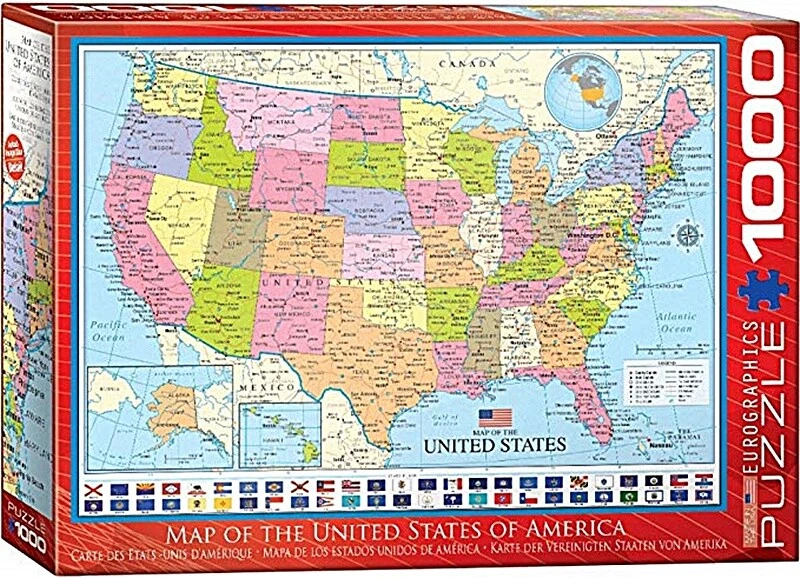 Map Of The USA 1000 piece jigsaw puzzle by Eurographics 680mm x 490mm - Image 1 of 1