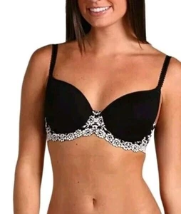 WACOAL 853191 Embrace Lace T-Shirt Bra 38DDD Underwire Black/Ivory sexy full - Picture 1 of 3