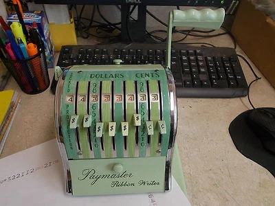Paymaster 8000 Check Ribbon Writer Vintage Aqua Green 8W66391 - Image 1 of 4