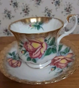 Royal Albert Sweetheart Roses China Tea Cup and Saucer, "Anne" Pink Peach/Yellow - Picture 1 of 11