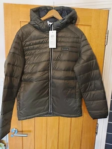 Men's Jack Jones Puffer Hooded Coat Size L Khaki Green (((BRAND NEW))) - Picture 1 of 5