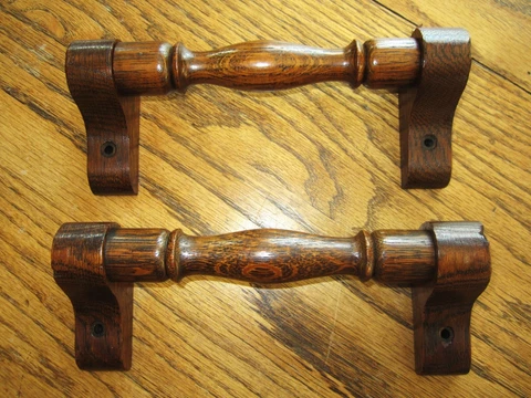 PAIR Tiger Oak Trunk? Chest Handles Victorian Door Cabinet Pulls Pump Reed Organ Cover