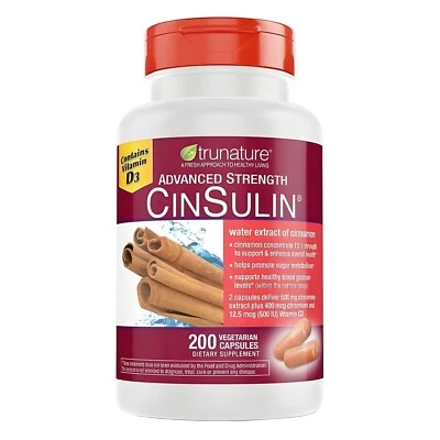 Trunature Advanced Strength CinSulin 500 mg Canela 200 cápsulas vegetales Foto 1 de 3