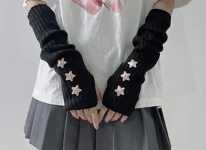 Lolita Girl Knitted Arm Sleeves Warmer Cute Long Sleeve Fingerless Gloves Winter - Picture 1 of 4