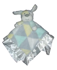 Baby Essentials Sutton & Sons Triangle Puppy Dog Plush Blanket Yellow Gray Aqua - Picture 1 of 4