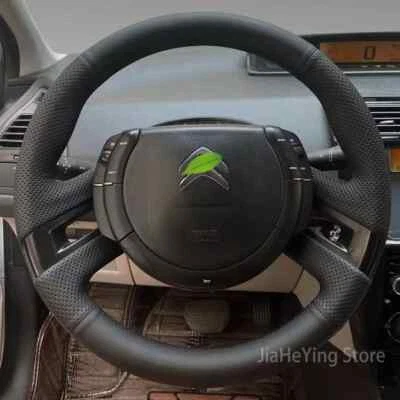 Cubierta de volante de cuero cosida a mano para Citroen 08-11 C-quatre C-triomphe Foto 1 de 4