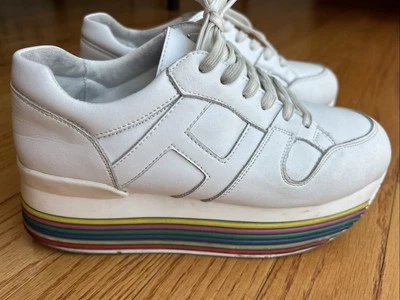 *REPRODUCCIÓN*Zapatilla deportiva Hogan 1717J donna blanca 86 H421 arco iris plataforma 6,5 Foto 1 de 4