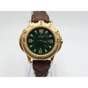 Vintage 1994 Guess Watch Womens New Battery Green Dial Gold Tone 30mm - Picture 1 of 14