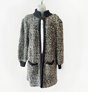 Vintage Monto par le Chois Pullover Mantel Damen Medium Boucle Strick schwarz/weiß - Bild 1 von 9