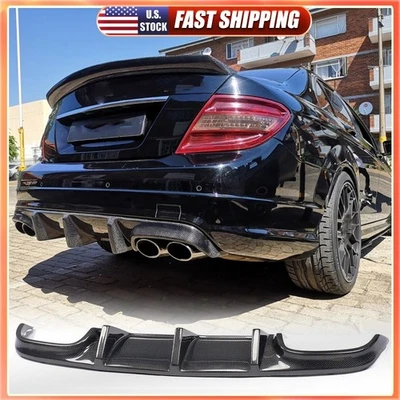 REAL CARBON Rear Bumper Diffuser Lip Chin for Mercedes Benz W204 C63 2008-2011 - Image 1 of 4