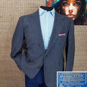 Pendleton Men’s Size 52 L Wool Tweed Fall/Winter Blazer Action-Back Suede Elbows - Picture 1 of 7
