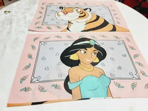 VTG 90s Disney Aladdin Princess Jasmine & Rajah Set Of 2 Pillowcases 2 Sided USA - Picture 1 of 14