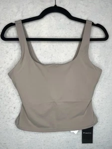 Fabletics Tank Top Womens Medium Brutalist Khaki PureLuxe Built-In Bra Athletic - Picture 1 of 10
