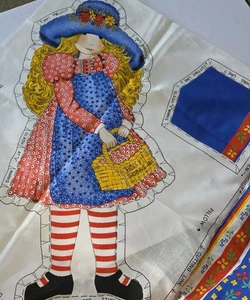 Vintage 19" Holly Hobbie & Me Stoff Panel Schneiden & Nähen Handarbeit Puppe, Kissen, UNGESCHNITTEN - Bild 1 von 5