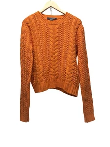 Ralph Lauren Cashmere Cotton Cable Knit Women's Cropped Sweater L Bright Orange - Picture 1 of 12