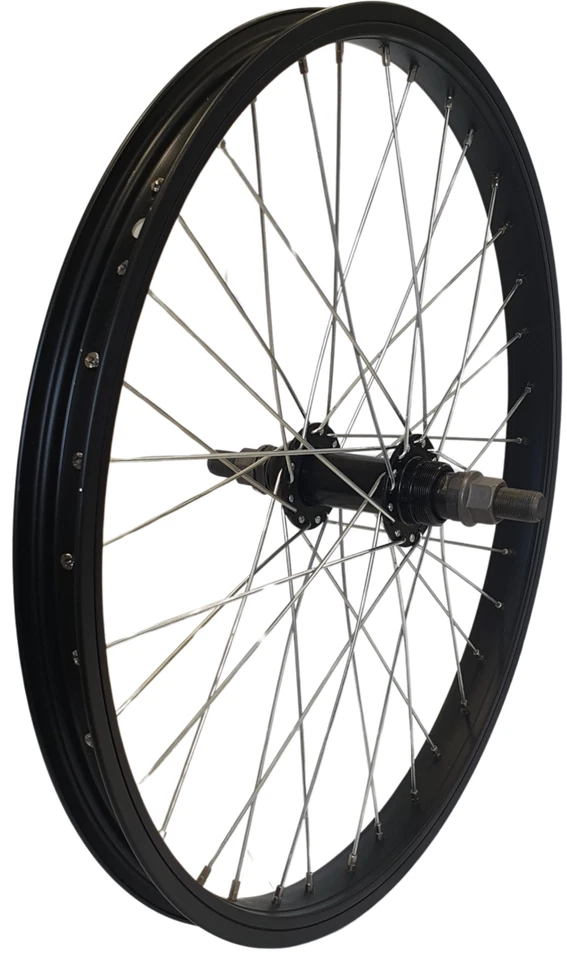 20 Zoll BMX Hinterrad Kastenfelge mit Schraubgewinde, Alu, 14mm Achse, schwarz - Bild 1 von 1