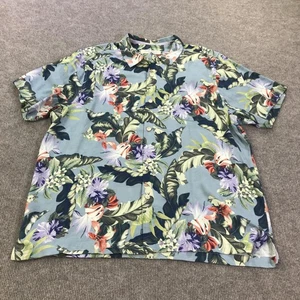 Tommy Bahama Hemd Herren XL blau Blumen Tropen Seide Hawaii Camp Knopfleiste - Bild 1 von 14