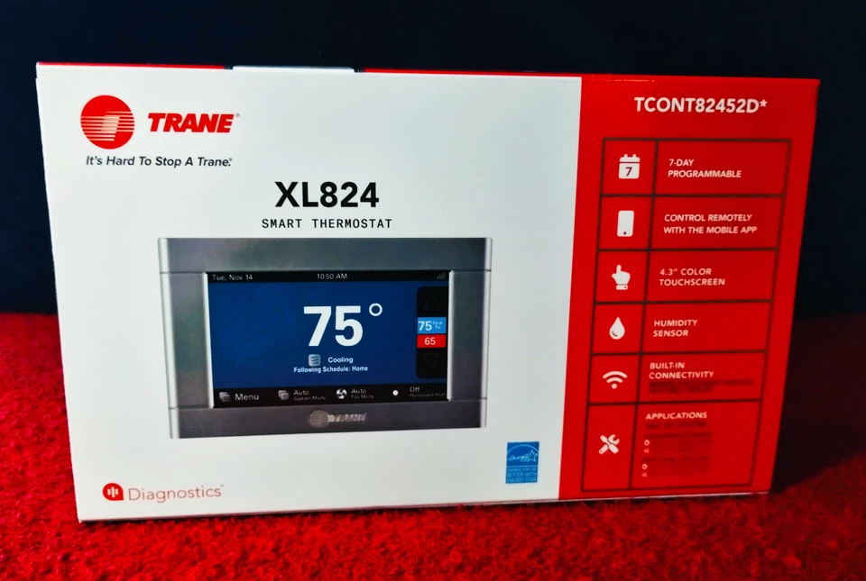Trane ComfortLink II XL824 Smart Thermostat (TCONT824AS52DC) - Image 1 of 4