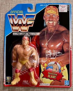 WWF/WWE Hulk Hogan con Hulkster SLAM! ¡Como nuevo! Tarjeta azul Hasbro serie 3 1991 - Imagen 1 de 7