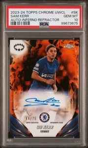 Sam Kerr 2022-23 Topps Chrome UWCL Inferno Auto /75 PSA 10 - Picture 1 of 1