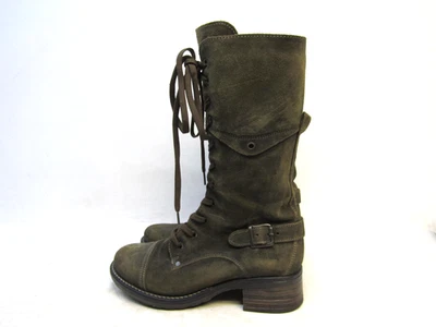 Taos Size 38 EUR Olive Green Suede Zip Lace Up Buckle Mid Calf Fashion Boots - Image 1 of 4